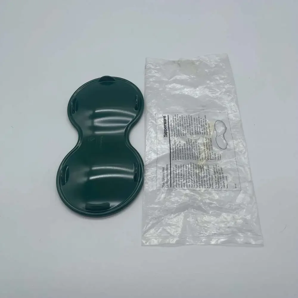 Vintage Tupperware Hunter Green Spoonz Rest Double Sided Spoon‎ Rest 3039